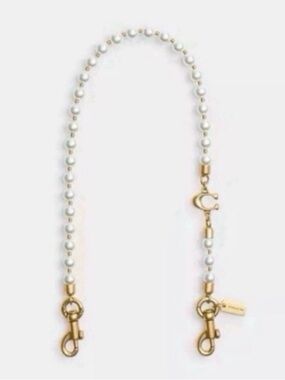 Coach White Pearl Chain with Gold Hardware